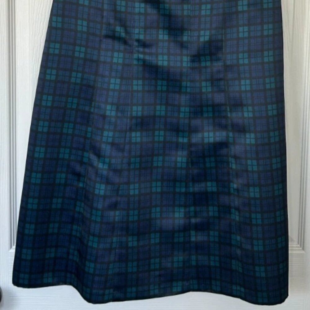 Brooks Brothers 346 Fit & Flare Dress Womens 8 Petite Blue Tartan Plaid Back Zip - Picture 3 of 8